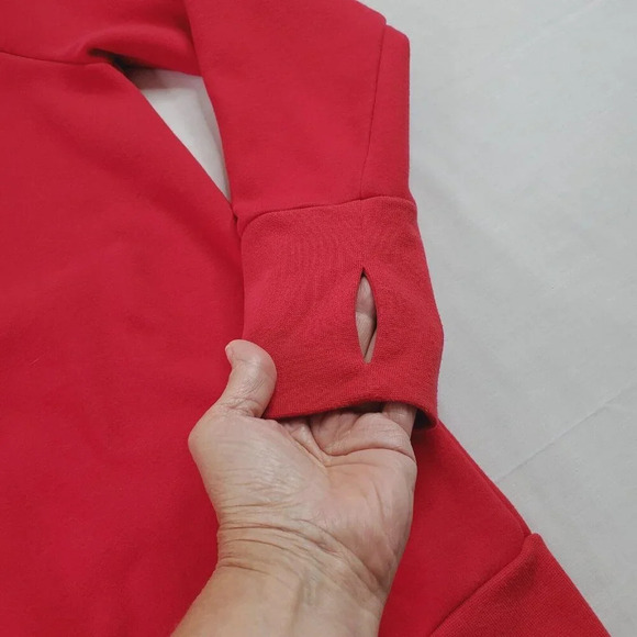 Fabletics x Madelaine Petsch Sweatshirt Women M Red 1/2 Zip on Back Pullover Gym - Picture 5 of 16